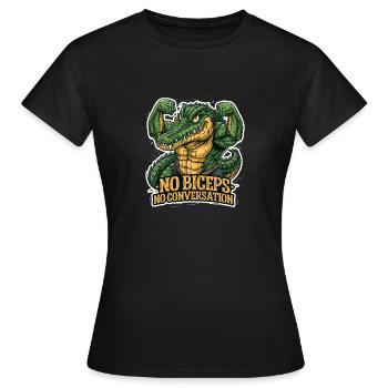 Crocodile de salle de sport sarcastique pour hommes - T-shirt Femme - noir - Devant - AI Model Female 172 dark (172cm)