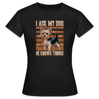 Yorkshire Terrier Yorkshire Race de chien Yorkshire - T-shirt Femme - noir - Devant - AI Model Female 172 dark (172cm)