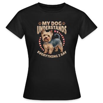 Yorkshire Terrier Yorkshire Race de chien Yorkshire - T-shirt Femme - noir - Devant - AI Model Female 172 dark (172cm)
