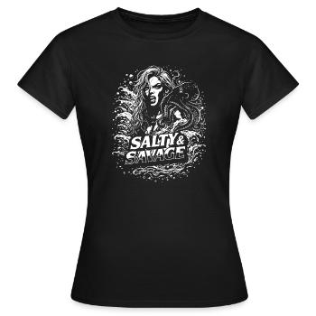 Salty & Savage - Frauen T-Shirt - Schwarz - Vorne - AI Model Female 172 dark (172cm)