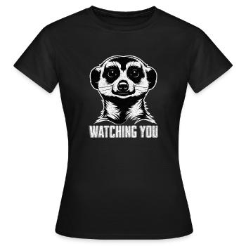 Meerkat Watching You - Funny Animal Shirt - Women's T-Shirt - black - Front - AI Model Female 172 dark (172cm)