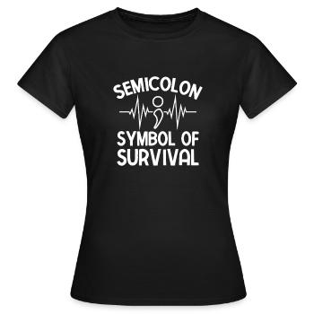Point-virgule : Symbole de survie Point-virgule - T-shirt Femme - noir - Devant - AI Model Female 172 dark (172cm)