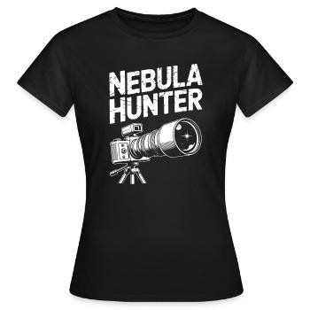 Nebula Hunter Telescope Art - Women's T-Shirt - black - Front - AI Model Female 172 dark (172cm)