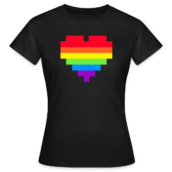 Pixel Herz Regenbogenfahne - Frauen T-Shirt - Schwarz - Vorne - AI Model Female 172 dark (172cm)