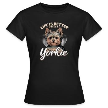 Yorkshire Terrier Yorkshire Race de chien Yorkshire - T-shirt Femme - noir - Devant - AI Model Female 172 dark (172cm)