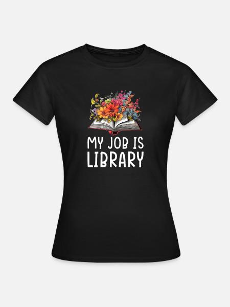 Bücherblüten Bibliothek Design - Frauen T-Shirt - Schwarz