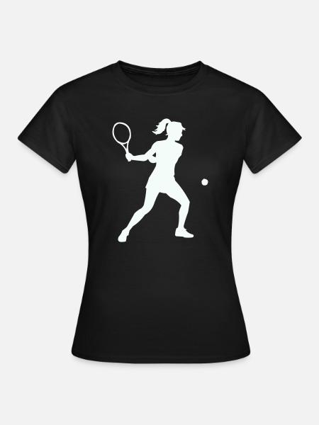 Tennis silhouette im Schwung - Frauen T-Shirt - Schwarz