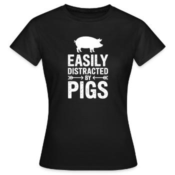 Schwein Sprüche Schweine Lustiges Schwein Geschenk - Frauen T-Shirt - Schwarz - Vorne - AI Model Female 172 dark (172cm)