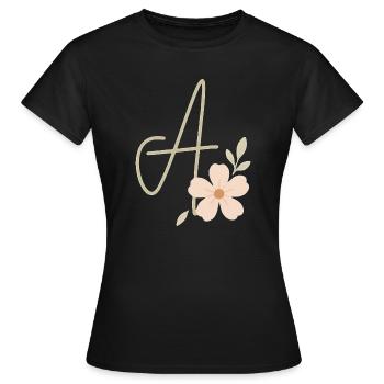 Monogram A Floral - Women's T-Shirt - black - Front - AI Model Female 172 dark (172cm)