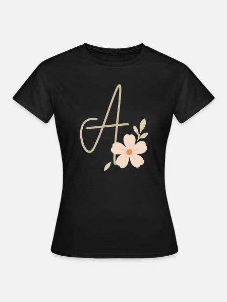 Monogramm Eine Blüte - Frauen T-Shirt - Schwarz