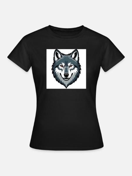 Wolfskopf – stilisierte Illustration - Frauen T-Shirt - Schwarz