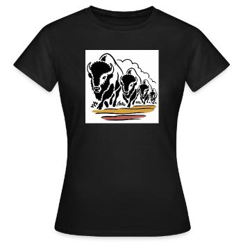 Horde de bisons en mouvement - T-shirt Femme - noir - Devant - AI Model Female 172 dark (172cm)
