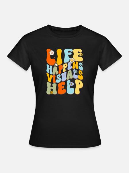 Lebensfreude bunte Buchstaben - Frauen T-Shirt - Schwarz