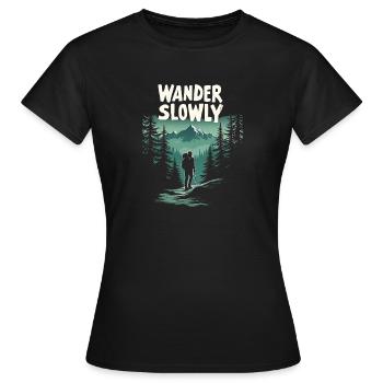 Errer lentement Marcher lentement Forêt - T-shirt Femme - noir - Devant - AI Model Female 172 dark (172cm)