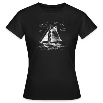 Segelboot hand gezeichnet - Frauen T-Shirt - Schwarz - Vorne - AI Model Female 172 dark (172cm)