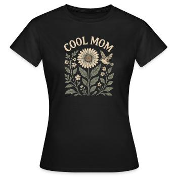 Cool Mom Blumen Vintage Mama Motiv - Frauen T-Shirt - Schwarz - Vorne - AI Model Female 172 dark (172cm)