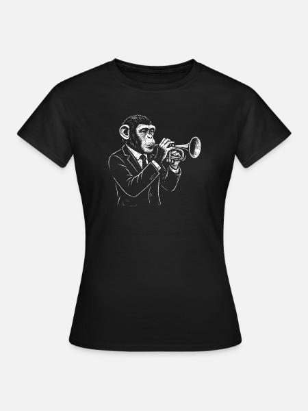 Chimp Jazz Trompete im Anzug - Frauen T-Shirt - Schwarz