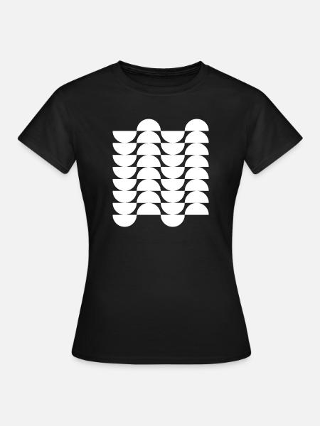 Wellengitter-Halbkreismuster - Frauen T-Shirt - Schwarz