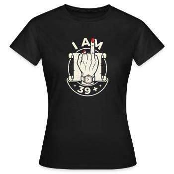 Anniversaire 40 Ans 39 Plus Doigt D'honneur - T-shirt Femme - noir - Devant - AI Model Female 172 dark (172cm)