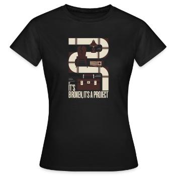 Kaputt? Projekt | Upcycling Reparatur - Frauen T-Shirt - Schwarz - Vorne - AI Model Female 172 dark (172cm)
