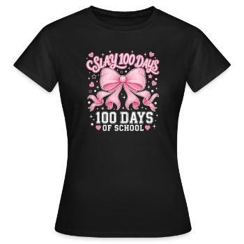 Pink Schleife Coquette 100 Tage Schule Y2K Trend - Frauen T-Shirt - Schwarz - Vorne - AI Model Female 172 dark (172cm)