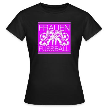 Frauenfussball Fussballschuhe Symbol - Frauen T-Shirt - Schwarz - Vorne - AI Model Female 172 dark (172cm)