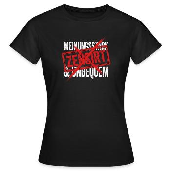 opinionated - Women's T-Shirt - black - Front - AI Model Female 172 dark (172cm)
