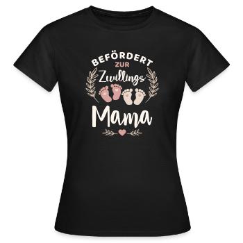 Befördert zur Zwillingsmama Mutter von Zwillingen - Frauen T-Shirt - Schwarz - Vorne - AI Model Female 172 dark (172cm)