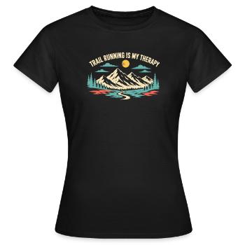 La course en sentier est ma thérapie - T-shirt Femme - noir - Devant - AI Model Female 172 dark (172cm)