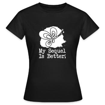 Point-virgule : ma suite est meilleure, point-virgule - T-shirt Femme - noir - Devant - AI Model Female 172 dark (172cm)