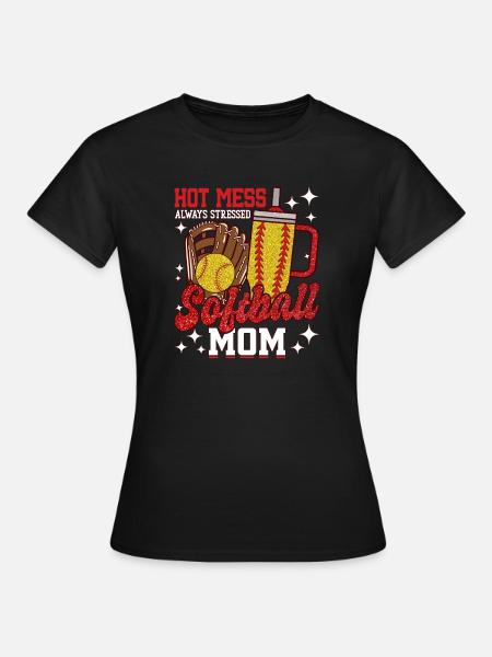 Hitzige Softball-Mama Glitzer-Glanz - Frauen T-Shirt - Schwarz