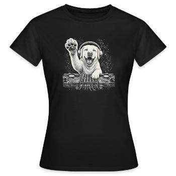 Labrador Retriever DJ Hund Kopfhörer Geschenk - Frauen T-Shirt - Schwarz - Vorne - AI Model Female 172 dark (172cm)