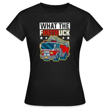 What the Firetruck Cartoon Fire Truck - Women's T-Shirt - black - Front - AI Model Female 172 dark (172cm)