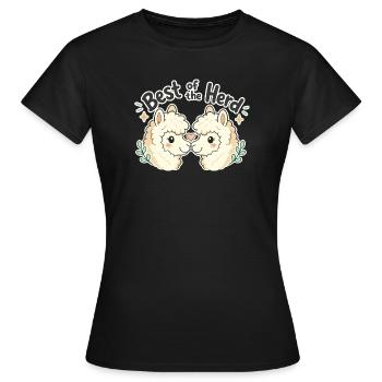 Cute Funny Gifts, Best of the Herd Alpaca - Women's T-Shirt - black - Front - AI Model Female 172 dark (172cm)