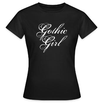 Gothic Girl Script Typografie-Logo - Frauen T-Shirt - Schwarz - Vorne - AI Model Female 172 dark (172cm)