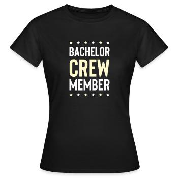 Bachelor Crew - Frauen T-Shirt - Schwarz - Vorne - AI Model Female 172 dark (172cm)