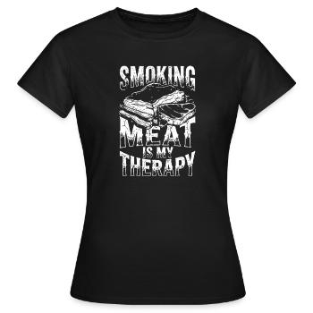 smoking meat is my therapy - Frauen T-Shirt - Schwarz - Vorne - AI Model Female 172 dark (172cm)