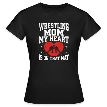 Wrestling Mom Heart on That Mat - Frauen T-Shirt - Schwarz - Vorne - AI Model Female 172 dark (172cm)