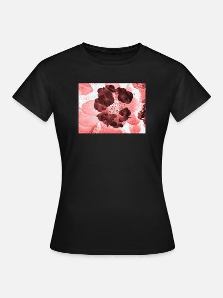 Rote Hydrangea Florales Muster - Frauen T-Shirt - Schwarz