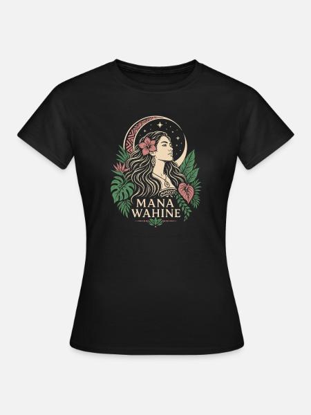 Mana-Wahine-Mond - Frauen T-Shirt - Schwarz