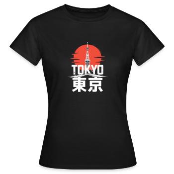  Tokyo 東京 Japan Skyline Mit Tokyo Tower Und Rotem - Frauen T-Shirt - Schwarz - Vorne - AI Model Female 172 dark (172cm)