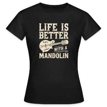 Mandoline Bluegrass Country Folk - T-shirt Femme - noir - Devant - AI Model Female 172 dark (172cm)