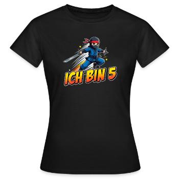 Kleiner Ninja Ich Bin 5 Fünfter Geburtstag - Frauen T-Shirt - Schwarz - Vorne - AI Model Female 172 dark (172cm)