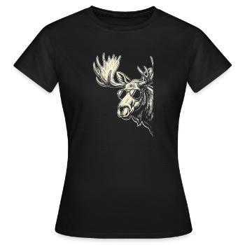 Moose mit Sonnenbrille Graphic - Frauen T-Shirt - Schwarz - Vorne - AI Model Female 172 dark (172cm)