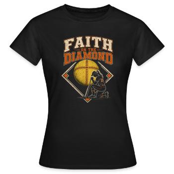 Faith On The Field Softball Philippians 4 13 - Women's T-Shirt - black - Front - AI Model Female 172 dark (172cm)