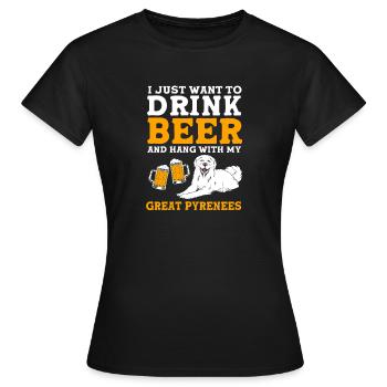 Chien des Pyrénées - T-shirt Femme - noir - Devant - AI Model Female 172 dark (172cm)
