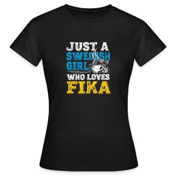 Swedish Girl Fika Club - Café scandinave mignon - T-shirt Femme - noir - Devant - AI Model Female 172 dark (172cm)