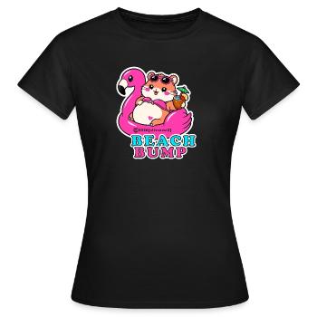 Strandbauch, Sommerschwangerschaft, Flamingo-Aufkleber, Spaß - Frauen T-Shirt - Schwarz - Vorne - AI Model Female 172 dark (172cm)