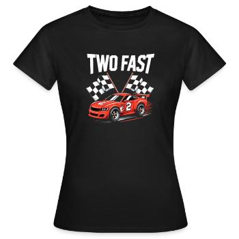 Deux 2 anniversaires Voitures de course rapides Deuxième anniversaire - T-shirt Femme - noir - Devant - AI Model Female 172 dark (172cm)