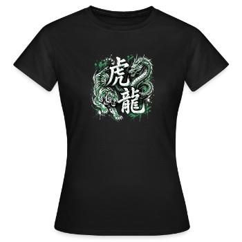 Tiger Drache Grün - Frauen T-Shirt - Schwarz - Vorne - AI Model Female 172 dark (172cm)
